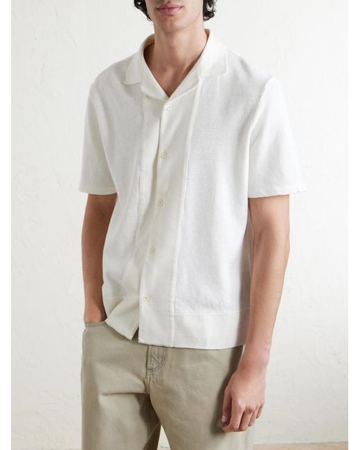 Mr P. White Camp-Collar Linen And Organic Cotton-Blend Shirt for men