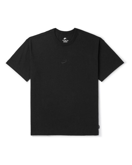 Nike Black Sportswear Premium Essentials Logo-embroidered Cotton-jersey T-shirt for men