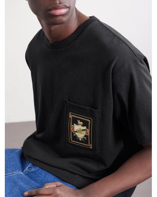 Bode Black Logo-appliquéd Cotton-jersey T-shirt for men