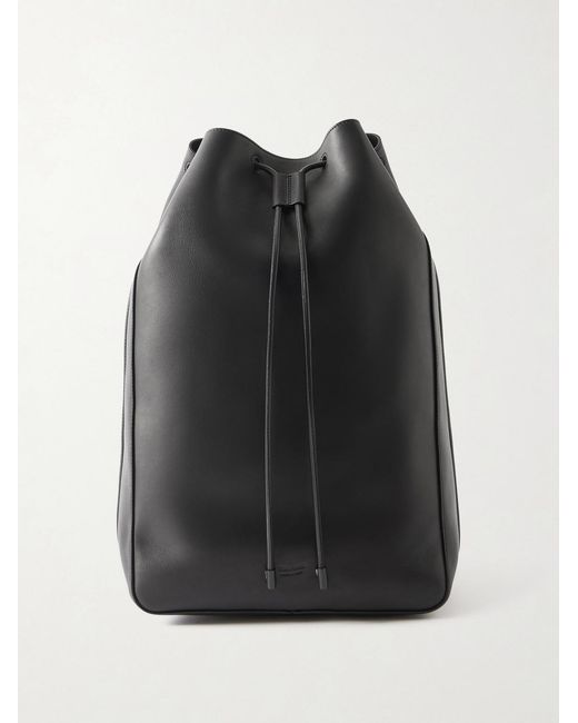 Tom Ford Black T Line Leather Drawstring Backpack for men