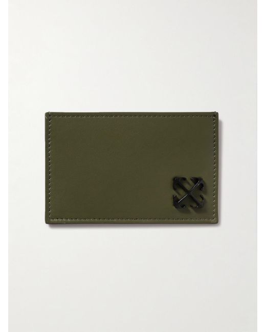 Off-White c/o Virgil Abloh Green Jitney Logo-embellished Leather Cardholder for men