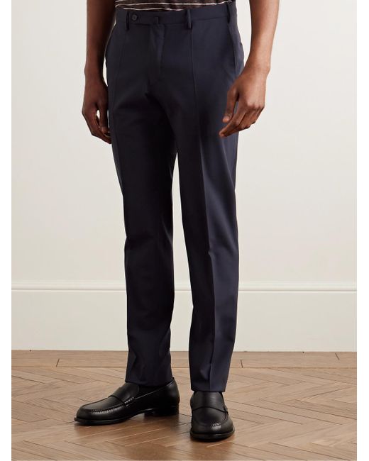 Incotex Blue Venezia 1951 Slim-Fit Virgin Wool-Blend Trousers for men