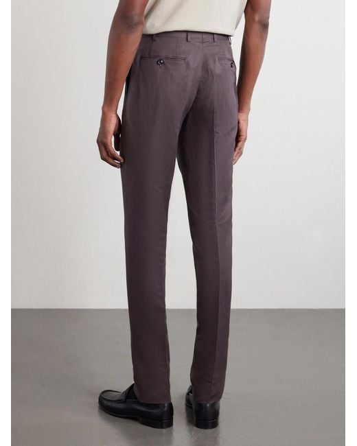 Canali Purple Straight-leg Linen And Silk-blend Suit Trousers for men