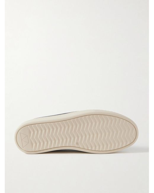 Mulo Blue Leather-Trimmed Suede Slip-On Sneakers for men