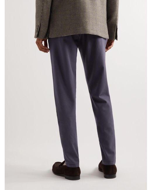 Boglioli Blue Tapered Virgin Wool-Twill Trousers for men