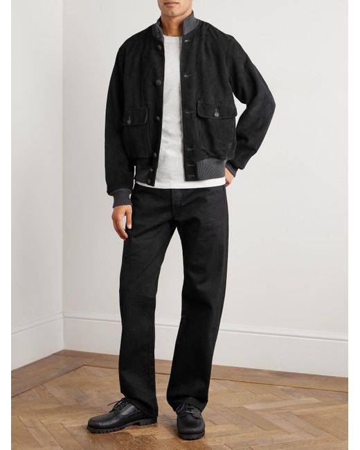 RRL Black Mason Suede Jacket for men