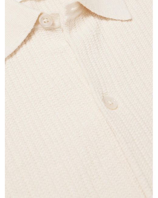 NN07 Natural Nolan 6695 Textured-Knit Organic Cotton Shirt for men