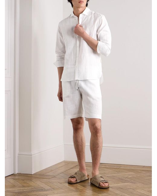 Zimmerli of Switzerland White Cutaway-Collar Linen And Cotton-Blend Shirt for men
