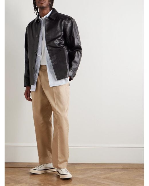 Neighborhood Natural Two Tuck Straight-leg Cotton-blend Trousers for men