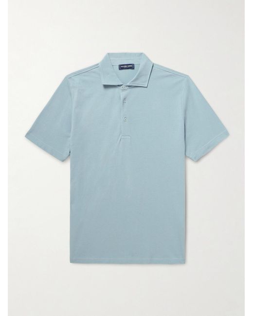 Frescobol Carioca Blue Luca Cotton Polo Shirt for men