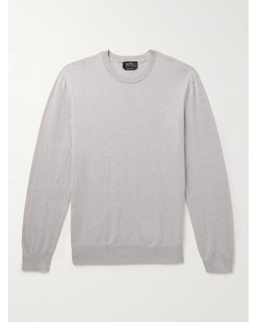 A.P.C. White Julio Logo-embroidered Cotton And Cashmere-blend Sweater for men