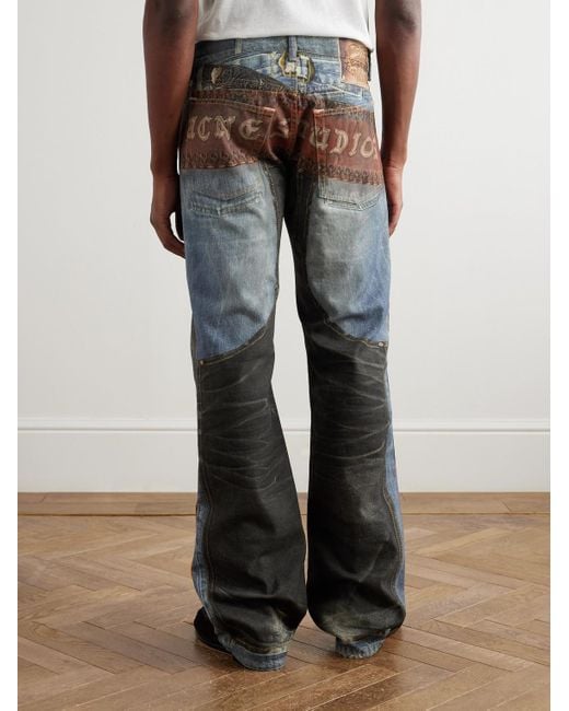 Acne Gray Trompe L'Oeil Straight-Leg Brushed Jeans for men