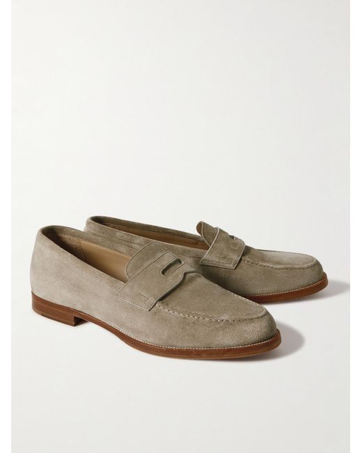 Dunhill Natural Audley Suede Penny Loafers for men