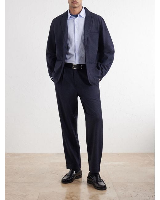 Folk Blue Assembly Straight-Leg Mélange Wool-Blend Suit Trousers for men