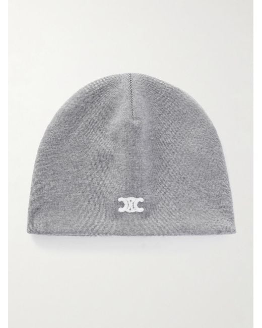 Céline Beanie aus Wolle mit "Triomphe"-Logostickerei in Gray für Herren
