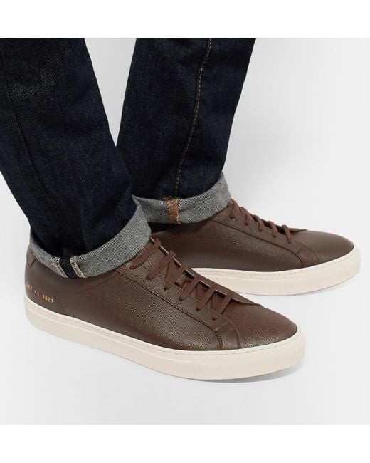 Common Projects Achilles Pebble grain Leather Sneakers in Brown