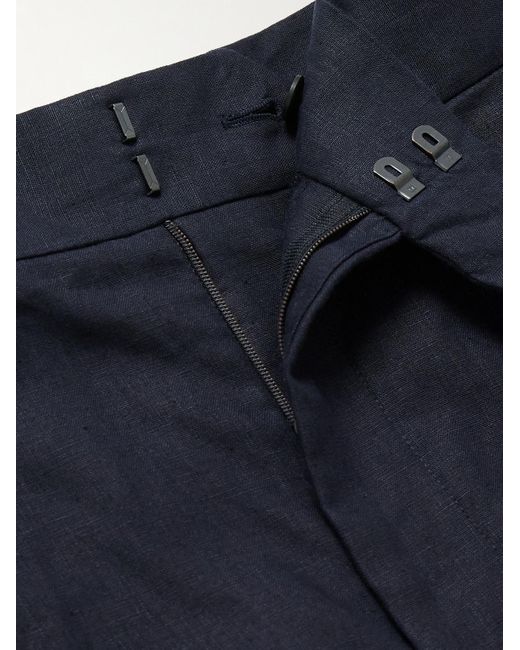 Pantaloni a gamba affusolata in lino con pinces di Richard James in Blue da Uomo