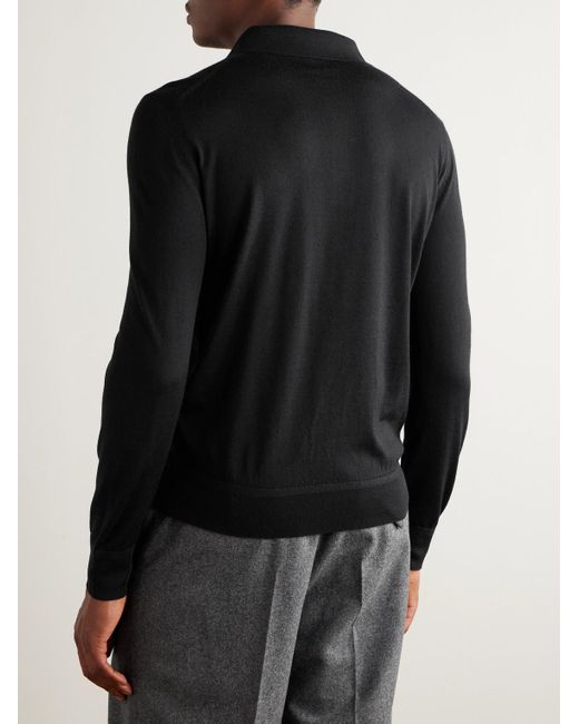 Tom Ford Black Slim-Fit Cashmere And Silk-Blend Polo Shirt for men