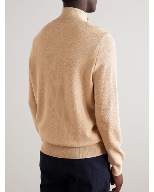 Polo Ralph Lauren Natural Logo-Embroidered Honeycomb-Knit Cotton Half-Zip Sweater for men