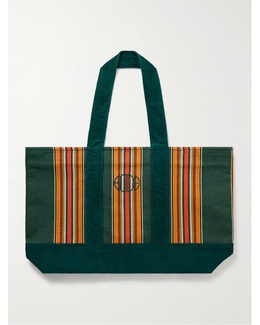Bode Parakeet Tote aus Cord und Canvas mit Streifen und Logostickerei in Green für Herren