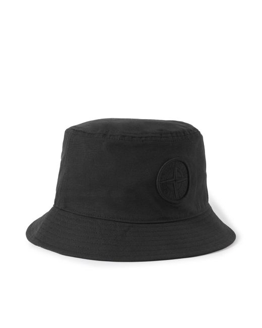 Stone Island Black Logo-embroidered Cotton-canvas Bucket Hat for men
