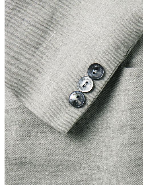 Agnona Gray Linen-twill Suit Jacket for men