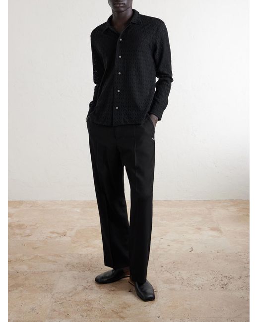 Bode Blue Cotton-Blend Lace Shirt for men