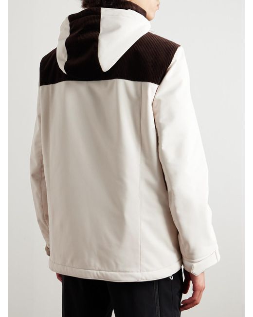 Brunello Cucinelli Natural Logo-Embroidered Corduroy-Trimmed Padded Shell Ski Jacket for men