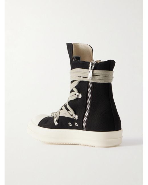 Rick Owens Black Megalace Denim High-Top Sneakers for men