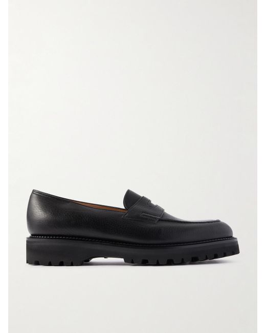 John Lobb Black Lopez New Standard Leather Penny Loafers for men