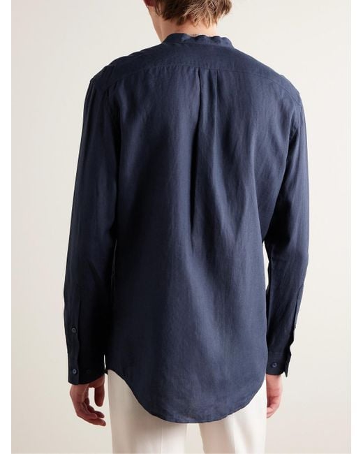 Gabriela Hearst Blue Ollie Grandad-collar Linen-voile Shirt for men