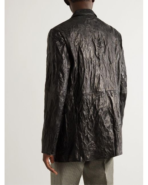 Acne Black Crinkled-Leather Blazer for men