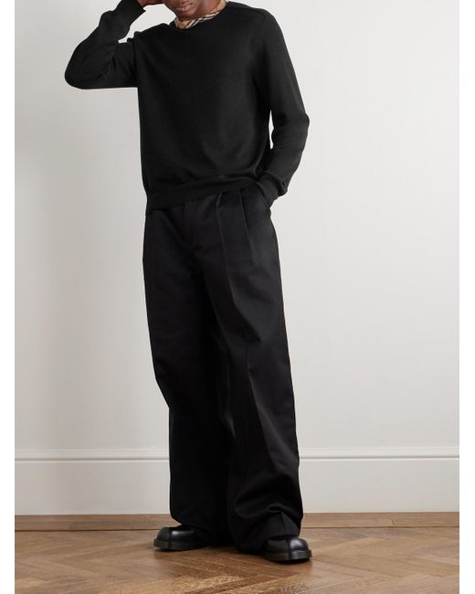 Burberry Black Checked Jacquard-trimmed Wool Sweater for men