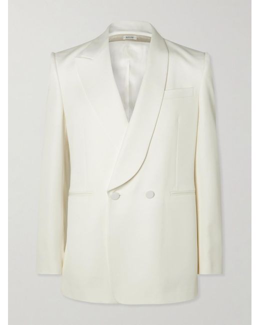 Alexander McQueen White Double-breasted Wool-twill Suit Jacket for men
