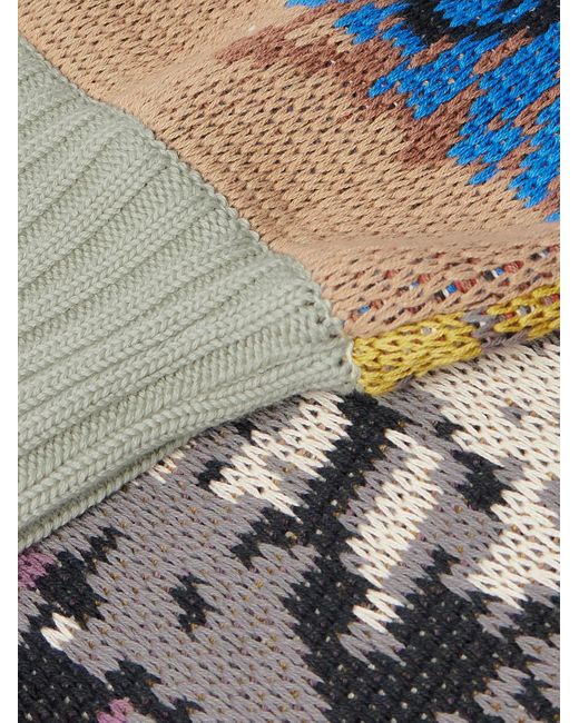 Kapital Patchwork-Pullover aus Jacquard-Strick aus einer Baumwollmischung in Gray für Herren