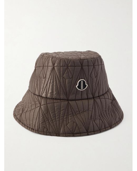 Rick Owens Brown Moncler Logo-appliquéd Padded Quilted Shell Bucket Hat for men