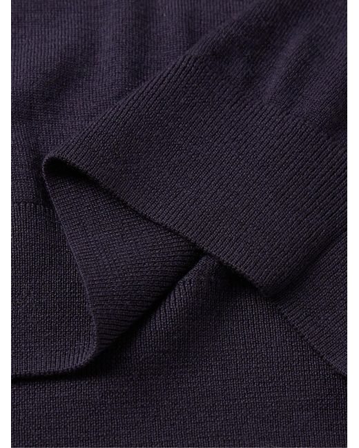 Theory Blue Lucas Ossendrijver Shell-Trimmed Merino Wool-Blend Sweater for men