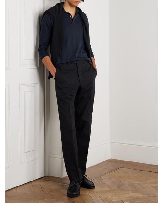 Saman Amel Blue Slim-Fit Wool Polo Shirt for men