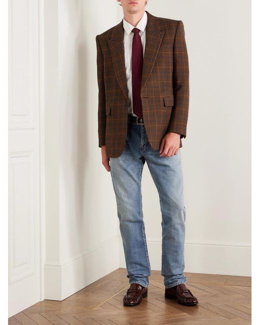 Saint Laurent Brown Prince Of Wales Wool Jacket for men