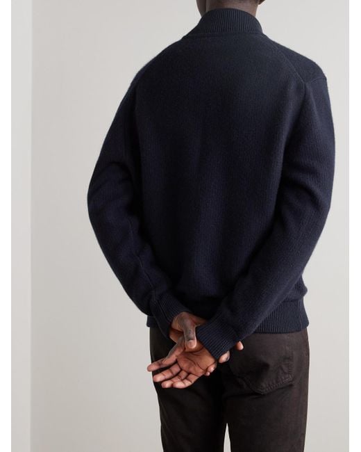 Dunhill Cardigan aus einer Baumwoll-Kaschmirmischung mit Reißverschluss in Blue für Herren