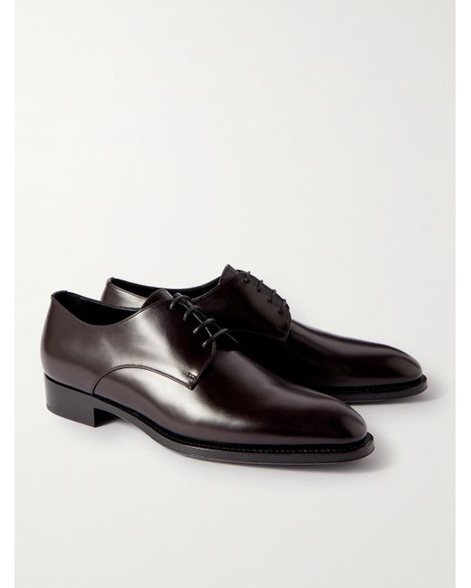 Saint Laurent Black Adrien 25 Leather Derby Shoes for men