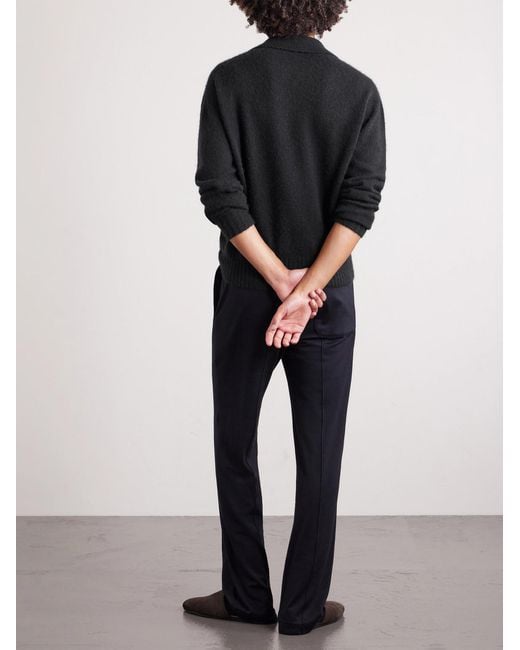 Tom Ford Blue Cashmere And Silk-blend Polo Sweater for men
