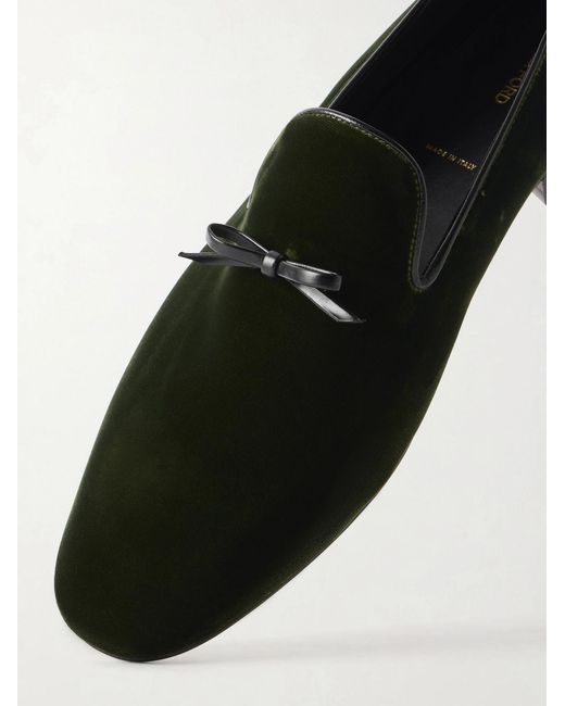 Tom Ford Black Scott Bow-Detailed Velvet Loafers for men