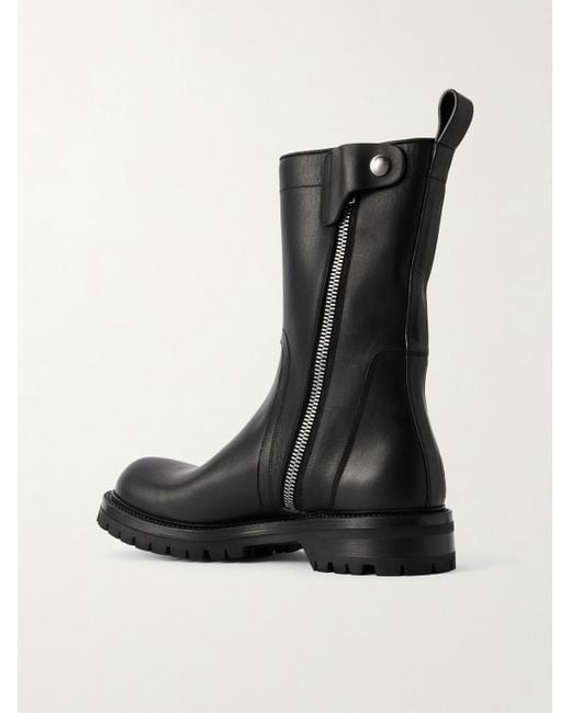 Rick Owens Black Groppone Leather Boots for men