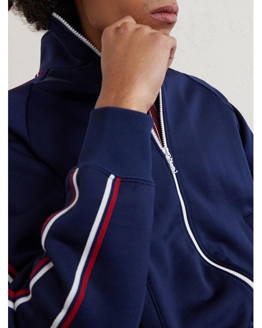 Saint Laurent Blue Striped Cotton-blend Jersey Track Jacket for men