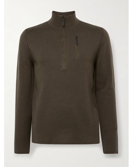 Aztech Mountain Green Matterhorn Shell-Trimmed Wool Half-Zip Sweater for men