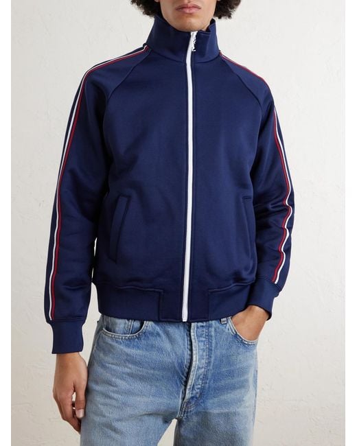 Saint Laurent Blue Striped Cotton-blend Jersey Track Jacket for men
