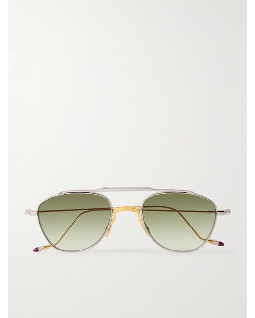 Jacques Marie Mage Flynn silber- und goldfarbene Pilotensonnenbrille in Green für Herren