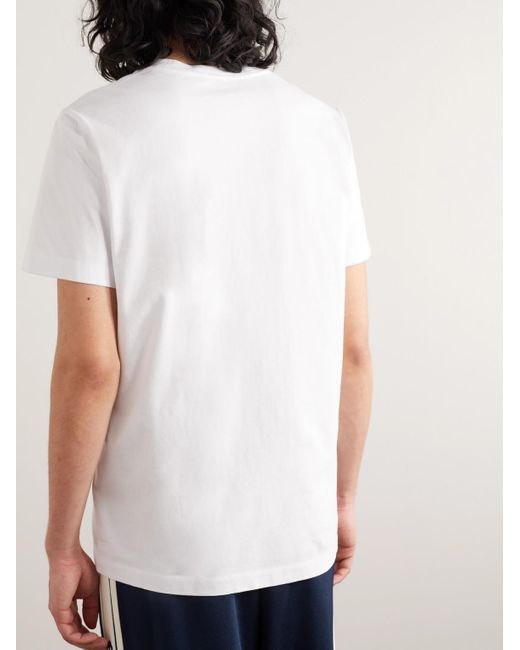 T-shirt in jersey di cotone con logo floccato di Moncler in Gray da Uomo
