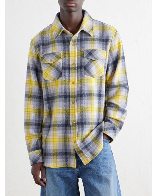 God's True Cashmere Gray Checked Cashmere Shirt for men